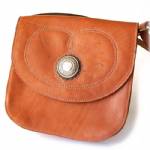 Purse, brown, stitched flap with concho
